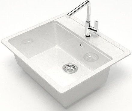 Мойка каменная Granit Bergg Джекки Z9/Q31, белый глянцевый купить в СОМ