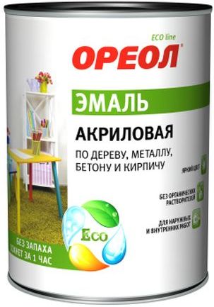 Эмаль акриловая Ореол, белая матовая, 0.9 кг купить в СОМ