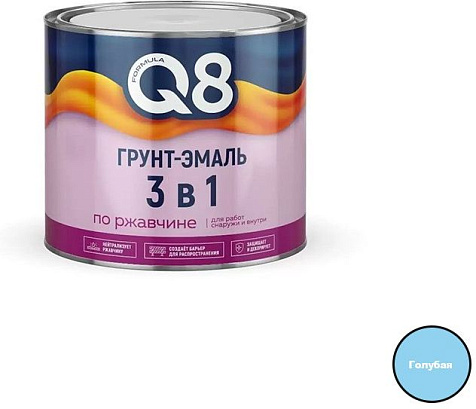 Грунт-эмаль по ржавчине Formula Q8, голубая, 1.8 кг купить в СОМ