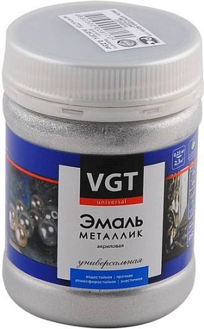 Эмаль акриловая VGT универсальная, металлик, серебро, 0.23 кг купить в СОМ
