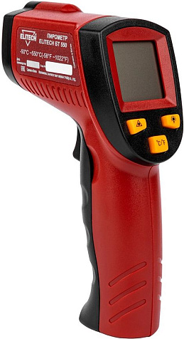 Пирометр ELITECH БТ 550, от-50°до+550град, 9В, лазер, ЖК дисплей купить в СОМ