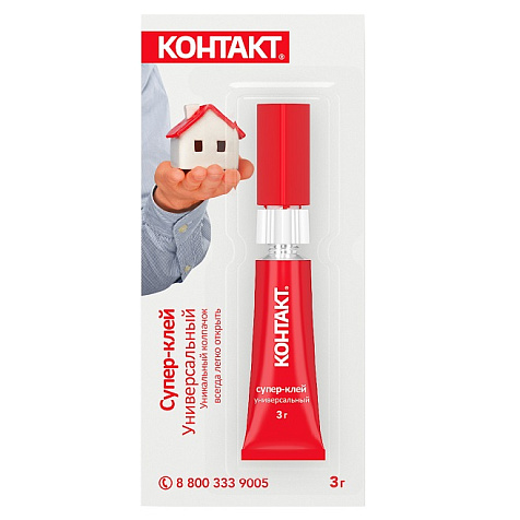 Супер-клей Контакт, универсальный, 3 гр купить в СОМ