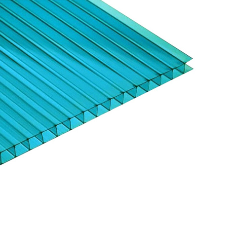 Поликарбонат сотовый 2100х6000х4мм, плотность 0,65кг/м2, бирюза купить в СОМ