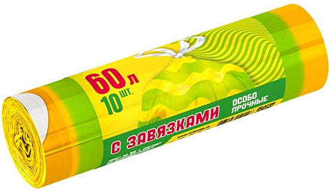 Мешки для мусора Avikomp  60л 10шт 22мкм завязки купить в СОМ
