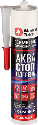 Герметик силиконовый MasterTeks ProfiMaster, АкваСТОПплесень, бесцветный, 280 мл купить в СОМ
