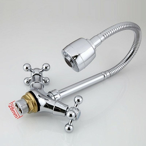Смеситель для мойки Frap 4319, двухвентильный, гибкий излив купить в СОМ