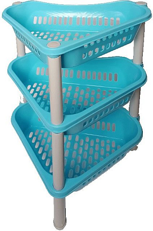 Этажерка 3 корзины угловая 620х370х320мм голубая MPG7389 купить в СОМ