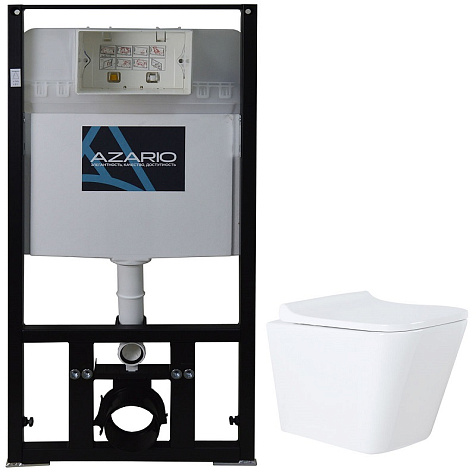 Инсталляция Azario AZ-8010-1000, унитаз Teramo AZ-0052, безободковый, сиденье микролифт, без кнопки купить в СОМ