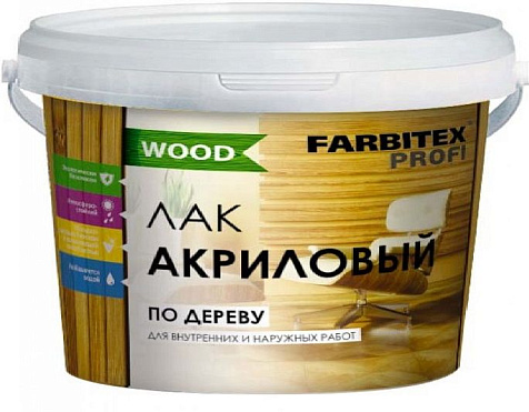 Лак акриловый по дереву Farbitex Профи Wood, 3 л купить в СОМ