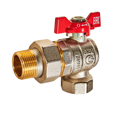 Кран шаровый 3/4" ВН, бабочка, угловой с американкой Rommer купить в СОМ
