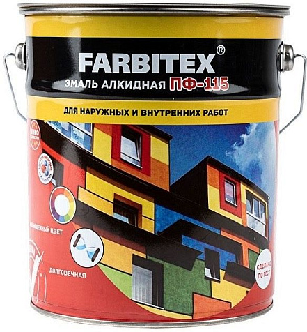 Эмаль ПФ-115 Farbitex, шоколад, 10 кг купить в СОМ